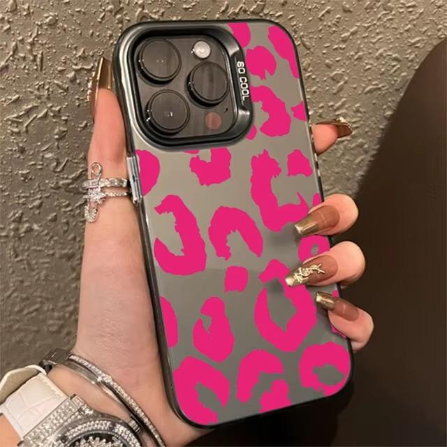 Чехол для iPhone 16 Леопардовый принт Гальваническое серебро Чехол для телефона для iPhone 11 12 13 14 15 Pro Max 17 Air 16E 7 8 Plus SE2 Чехол