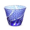 Nostalgia Kiriko Glass Cup for Cold Ranbori Komon Bisho J-kitchens Tea, 76xH60mm, 100cc, (Small Pattern), Blue, (Current Model)