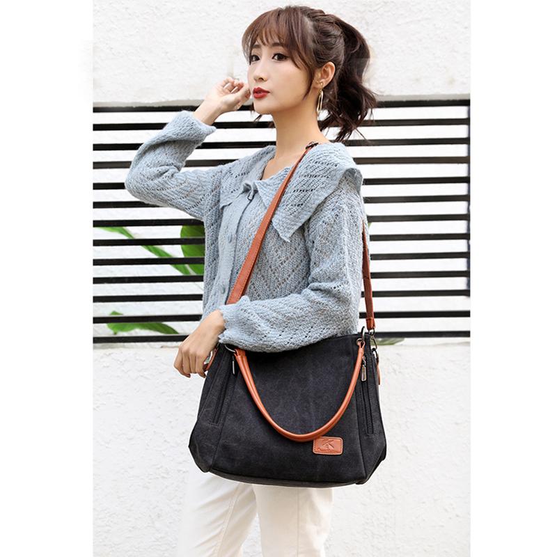 Женская парусиновая сумка на плечо, модные женские сумки, однотонная сумка через плечо, простая повседневная сумка-тоут, портативная дорожная сумка