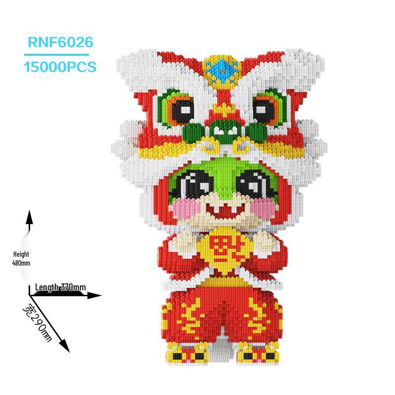 2025 год Змеи Развивающие строительные блоки Игрушка - Зеленая змея Пазл для мальчиков и девочек, Милые украшения и подарки