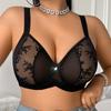 Сексуальное тюлевое нижнее белье без подкладки, удобное, дышащее, для женщин, с косточками, с эффектом пуш-ап и боковой поддержкой, бюстгальтер больших размеров