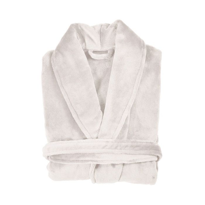Bathrobe Shawl Collar Polyester Velvet 300 G/m² "Doris" South Wind - Ecru - Size XL