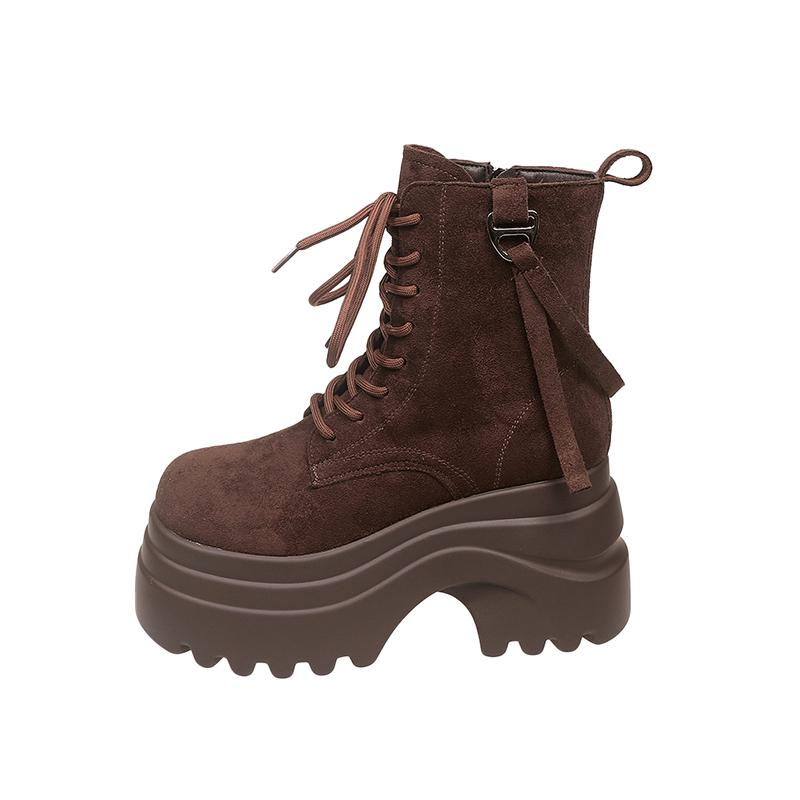 Fashion Ankle Boots For Women New 2025 Winter Motorcycle Boots 8.5CM Wedge Heels High Platform Shoes Woman Autumn Thick Sole Punk Boots