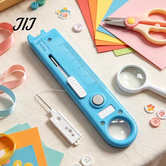 Compact Sewing Threader 1/2Pcs 4-In-1 Tool with Seam Remover, Magnifier & Scale, Multi-Function Magnetic Threading Device for Industrial Home,
