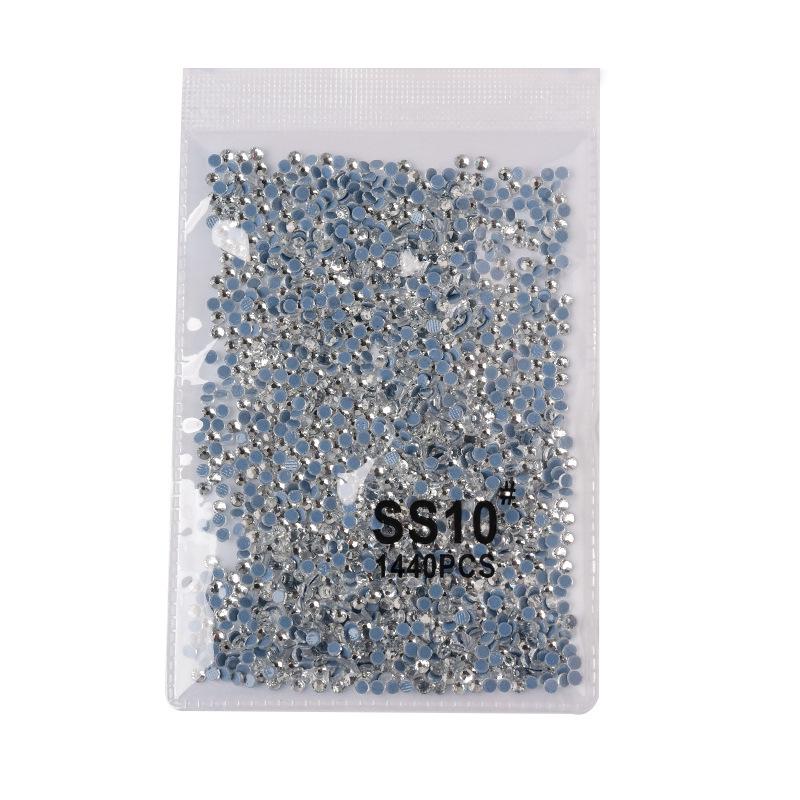 1440-Piece Aurora White AB Transparent Round Nail Art Rhinestones - Non-Fall-Off Flatback Glass Diamonds