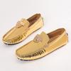New Men Loafers 2024 Gold Red Luxury Brand Fashion Designer Patent Leather Driving Footwear Mens Comfy Boat Casual Shoes for Men