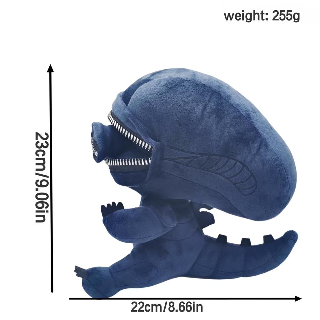 Alien Xenomorph Zipper Mouth Plush Toy Soft Stuffed Animal Cool Gift For Boys Girls Room Decoration
