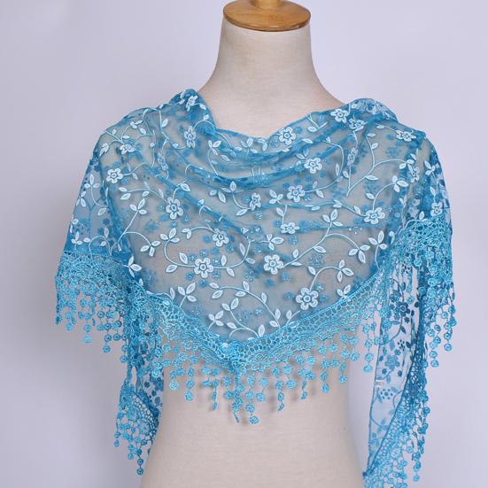 Stylish Flower Pattern Decorative Solid Color Summer Women Lace Elegant Shawl Daily Wear Scarf