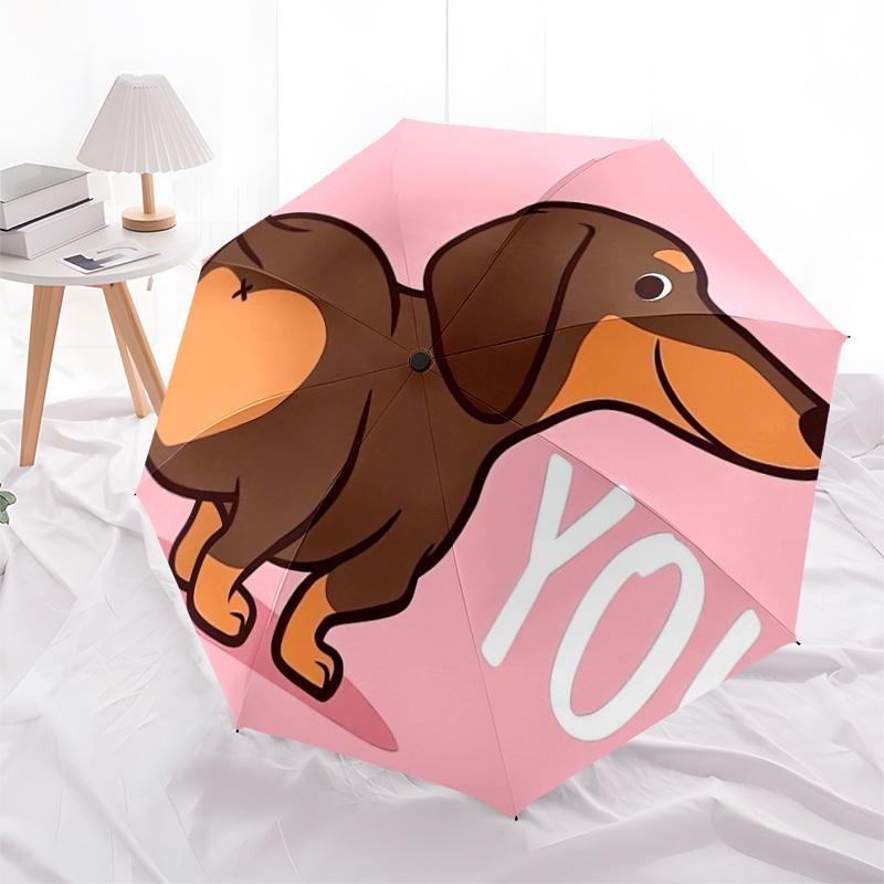 1pc Dachshund Heart Love Pet Umbrella with Plastic Handle,Suitable for All Seasons Home Travel Outdoor UmbrellaDD324