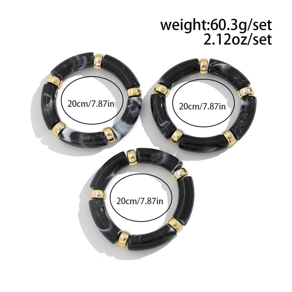 Vintage Acrylic Bamboo Beads Bracelet for Women Multi Color Stretchy Resin Girls Charm Couple Bangles Gift Men Jewelry