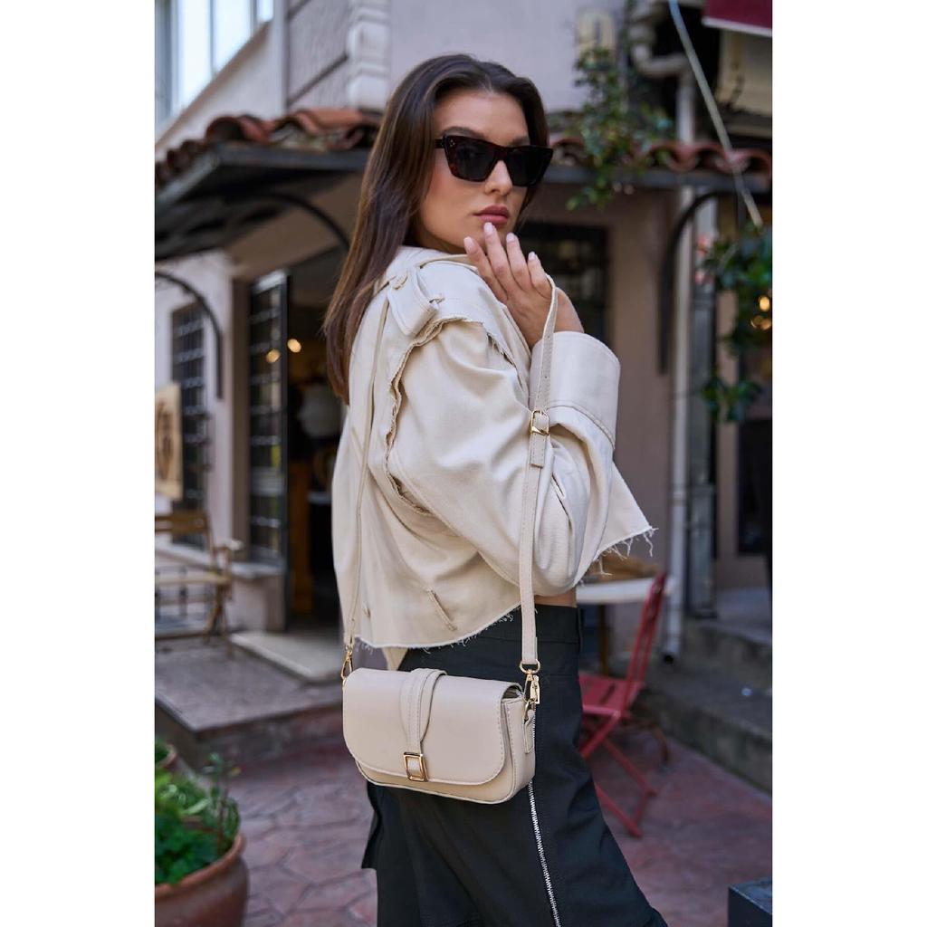 Black Women's Buckle Crossbody Bag