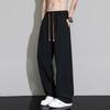 POUM Ice Silk Straight-Leg Pants for Men, Spring And Summer Loose-Fit Sports Breathable Cool Quick-Dry Draping Trousers 2529 Black M