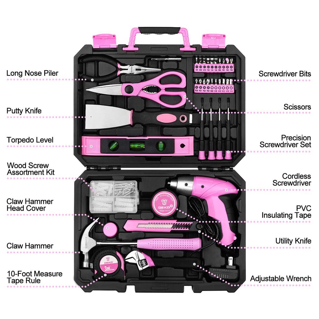 DEKO Home Tool Perfect for Home Furniture Home and Includes a Convenient Storage Case 98-Piece Set, Improvement, DIY, Assembly, Maintenance, Repairs,
