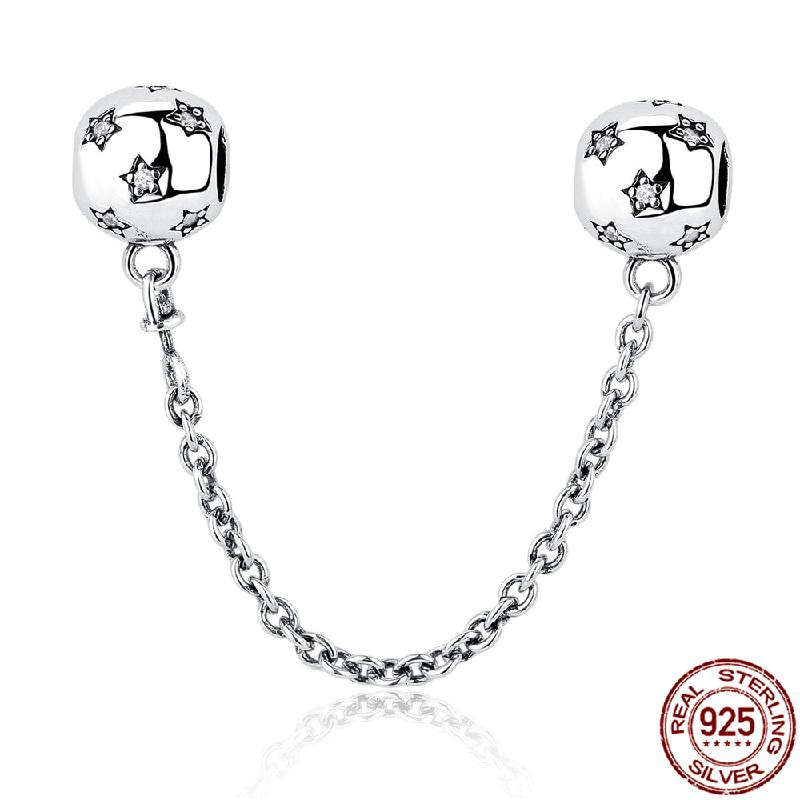 Классические защитные цепочки из стерлингового серебра 925 пробы, подвеска из бисера, подходит для оригинального браслета диаметром 3 мм, модные ювелирные изделия