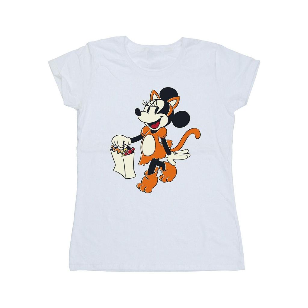 Mickey Mouse Womens/Ladies Cat Trick Or Treat Minnie Mouse Cotton T-Shirt