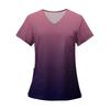 Women's Fashion Printed Short Sleeve V Neck Pattern Tops Pocket Working T-shirts