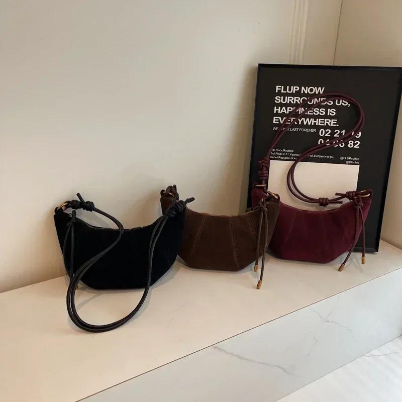 Сумки хобо из искусственной замши, супер крутые, компактные, простые, переносные сумки через плечо