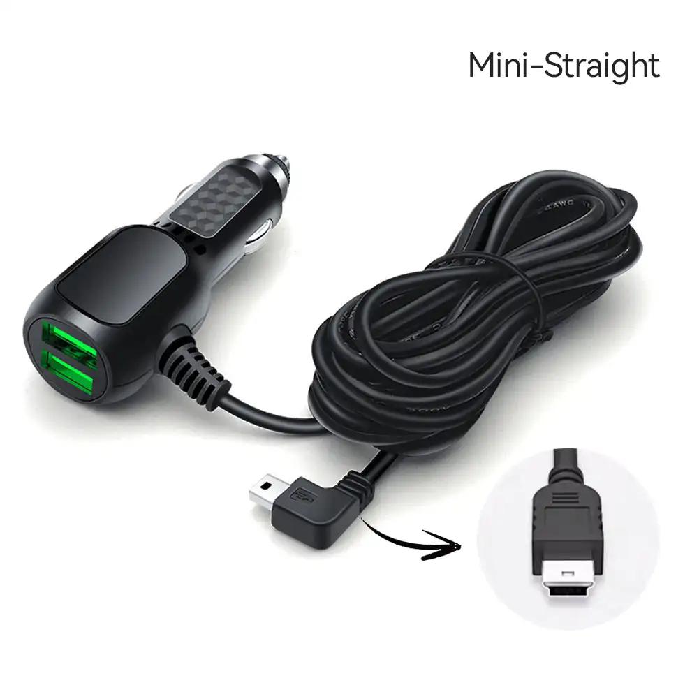 Двойное мини-USB автомобильное зарядное устройство Micro USB кабель прикуривателя 11,5 футов шнур питания розетка зарядное устройство для видеорегистратора видеорегистратор GPS видеорегистратор