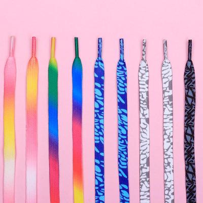 8 мм радужные градиентные цветные шнурки для белой плоской обуви, персонализированная печать