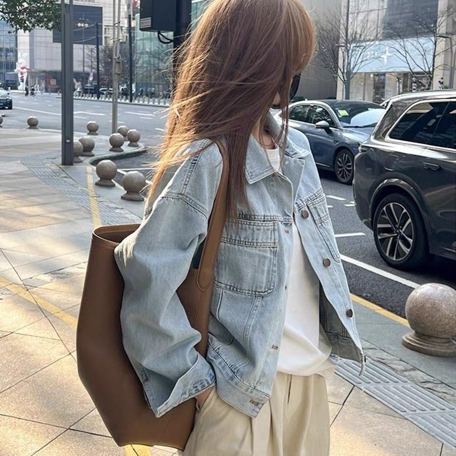 Spring and Autumn Black Denim Jacket Women's Autumn Loose Korean Style Hong Kong Style Casual Fried Street Jacket