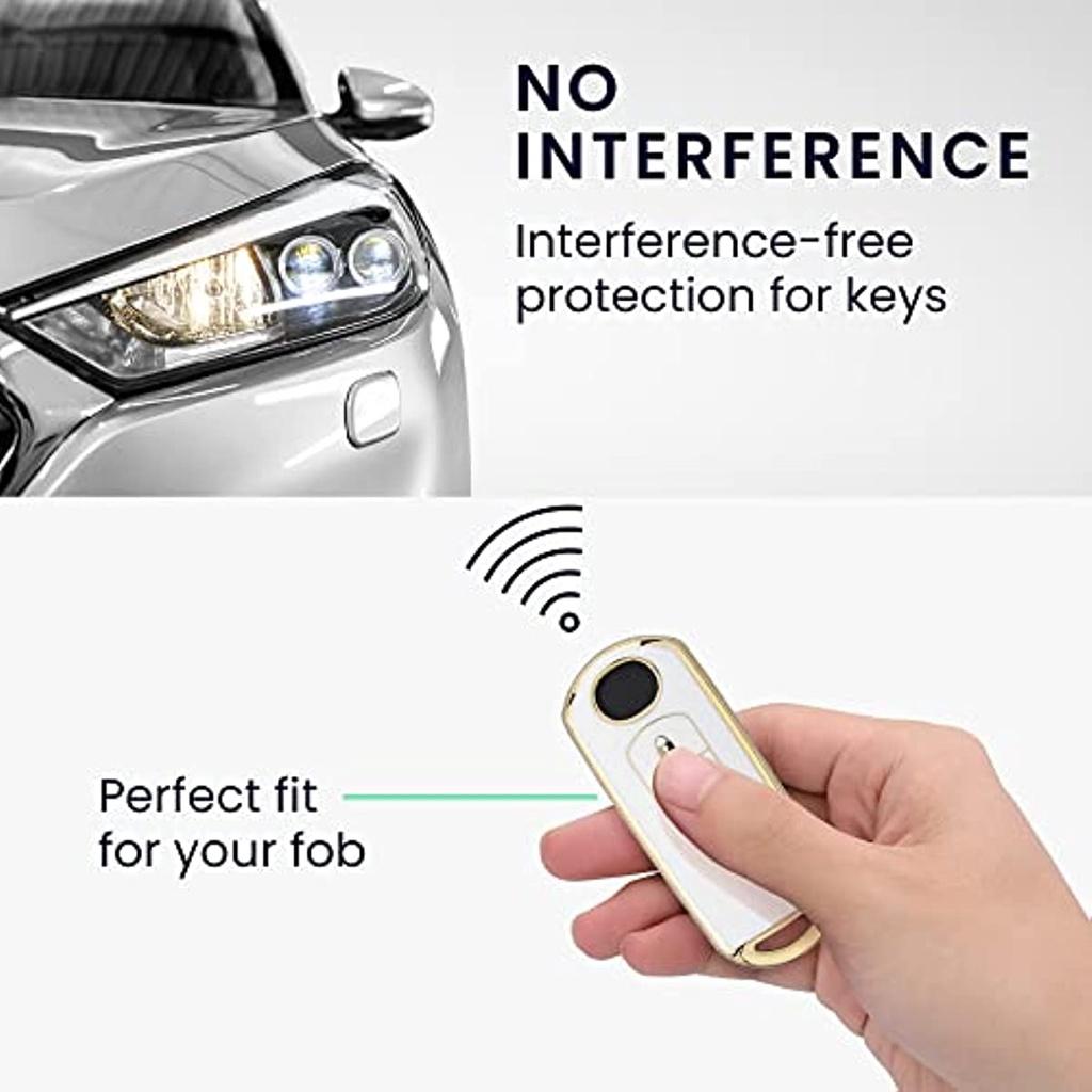 Чехол для автомобильного ключа, совместимый с автомобильным ключом Mazda 2-кнопочный Keyless Go — силиконовый чехол для ключа — белое золото