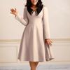 Ebay Мода Однотонное Женское Платье с Длинным Рукавом, Лацканами, Элегантное и Облегающее
