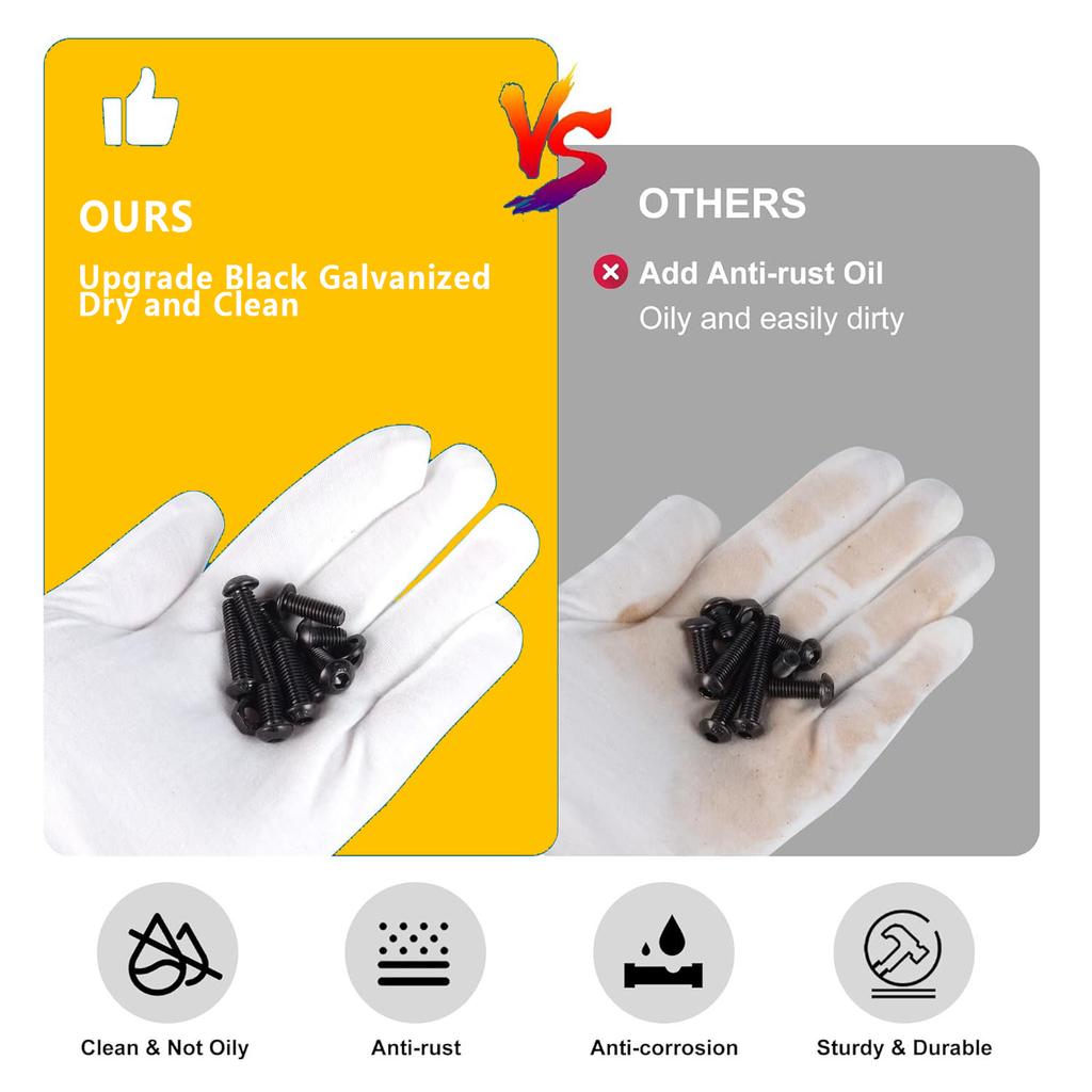 505 черные винты с полукруглой головкой и шестигранной головкой, комплект гаек и шайб