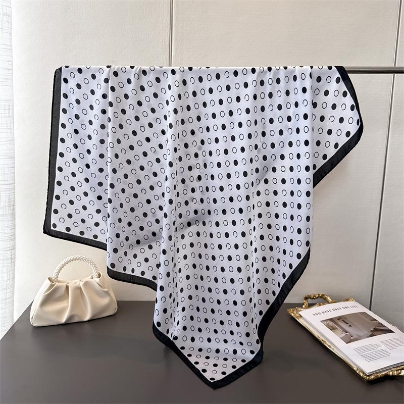 Geometric polka dot simulation silk high-end large square scarf silk scarf printing travel shawl scarf sunscreen headscarf women's scarf