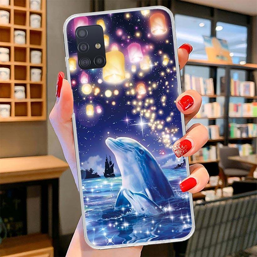 Ocean Animal Cute Dolphin Cover Phone Case For Samsung Galaxy A12 A22 A32 A52 A72 A02S Phone Case Note 20 Ultra 10 S10 Plus A51