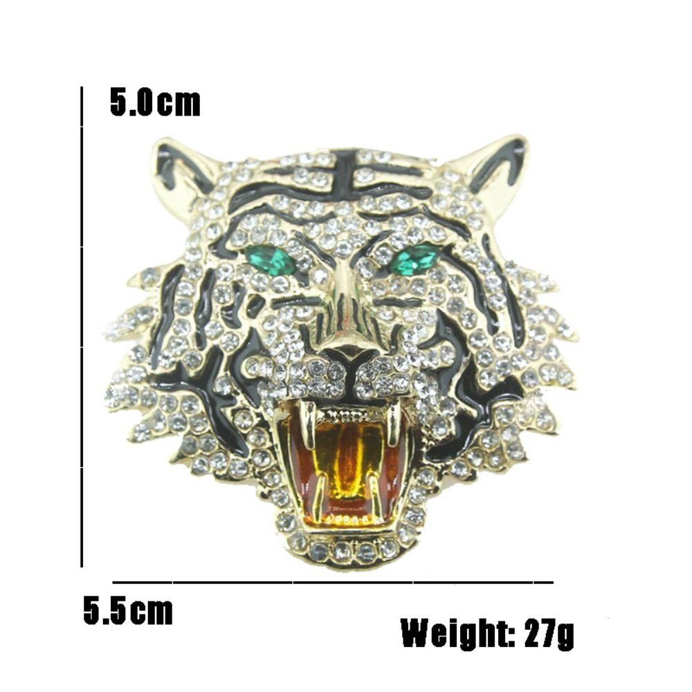 Gold Silver Tiger Brooches Rhinestone Animal Badge Fashion Tiger Head Pin Jewelry Gift
