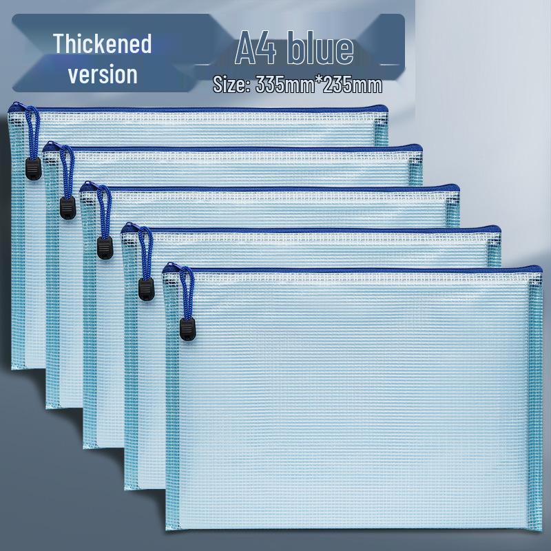 A4 Transparent Zipper File Bag - Waterproof Mesh for Student Subject Organization