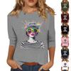 Женская мода повседневная три четверти рукава с принтом персонажей круглый вырез пуловер топ
