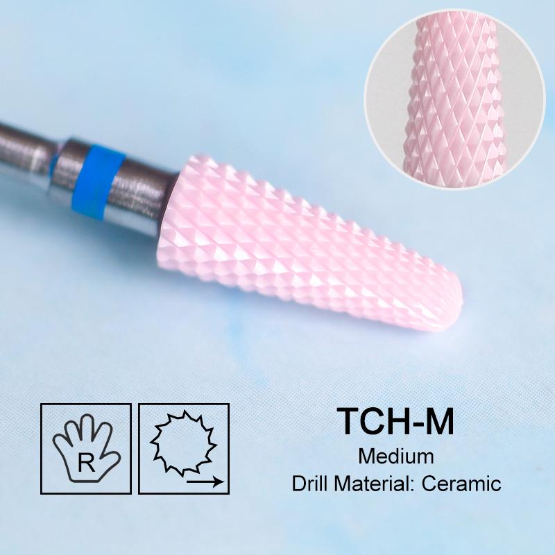 Ceramic Milling Cutter Flame Carbide Nail Drill Bits Pink Gel Remover Electric Machine Drills Polishing Peeling Nails Art Tools