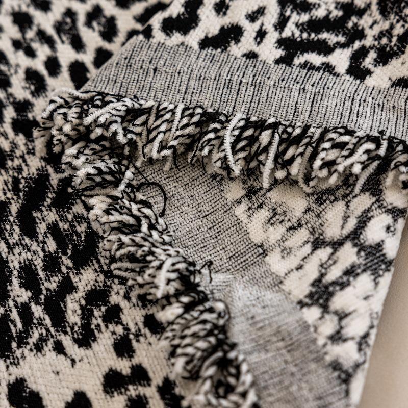 -Leopard Print Chenille Sofa Towel Cover, Throw Blanket, Anti Scratch, Couch Slip Covers, One Piece, Universal All Season