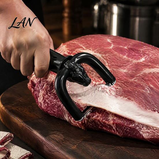Профессиональный инструмент для нарезки, ручной триммер для мяса и жира, эргономичная противоскользящая ручка и U-образное изогнутое лезвие из пищевой стали,