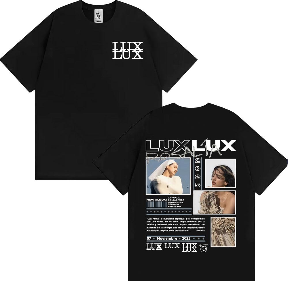 Singer Rosalia 2025 Album LUX Logo Merch T-shirt Men Women Harajuku High Street Retro T-shirts Comfort O-Neck Oversized T Shirt