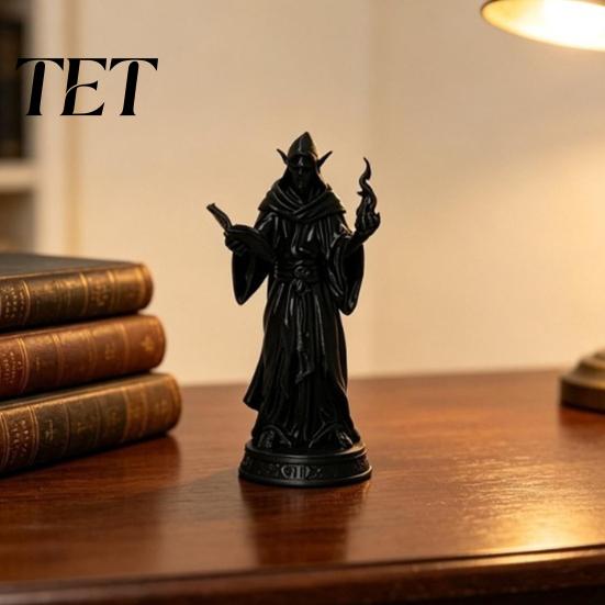 Изящная Магическая Книга Скульптура 3D Печатная Фигурка Эльфа Волшебника, Темный Готический Настольный Декор Украшение, Фэнтези Арт Статуэтка для Полки Столешницы