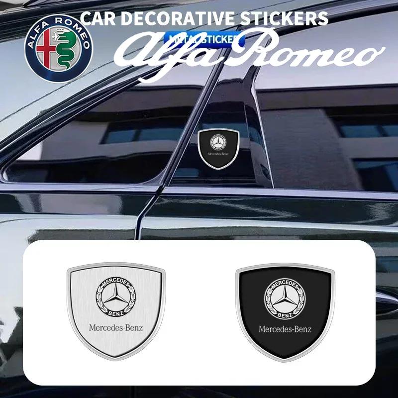 XUY2 1/2pcs 3D Metal Shield Emblem Car Window Body Side Badge Stickers For Mercedes Benz AMG A B C E S class GLA GLC CLA GLK GLE