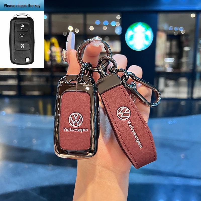 Чехол для ключей Volkswagen для Teramont, ID3, Tayron, ID4, Golf 8, Lamando - Металлическая и кожаная оболочка.