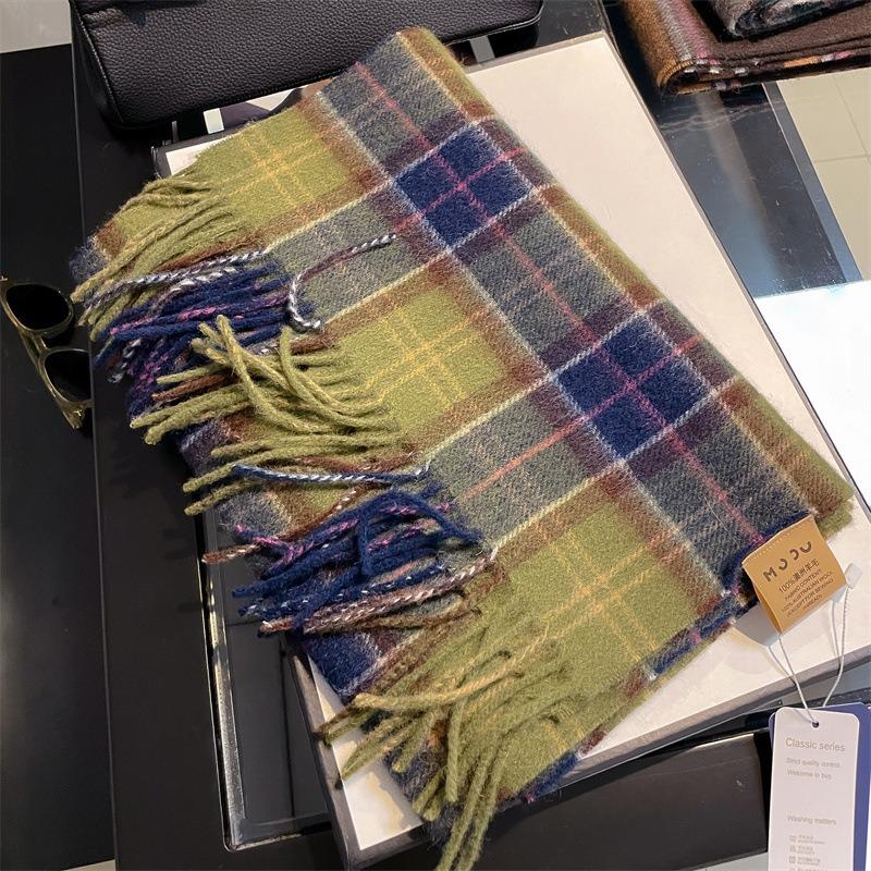 Selected Pure Wool Plaid Scarf Classic Unisex Couple Winter Warm Scarf