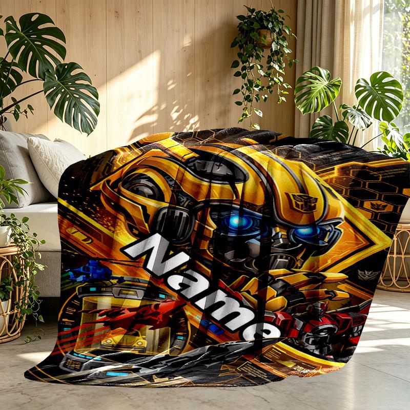 Custom Name Personalized Bumblebee Print Blanket, Home Decor, Bedroom, Sofa, Camping, Couch, Gifts for Birthday Christmas