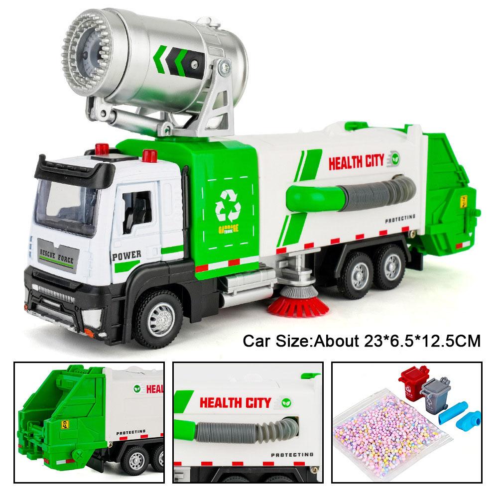 1:32 Electric Vacuum Cleaner Car Fire Truck Model Toy Music Light Pull Back Alloy Engineering Vehicle Models Gifts for Child