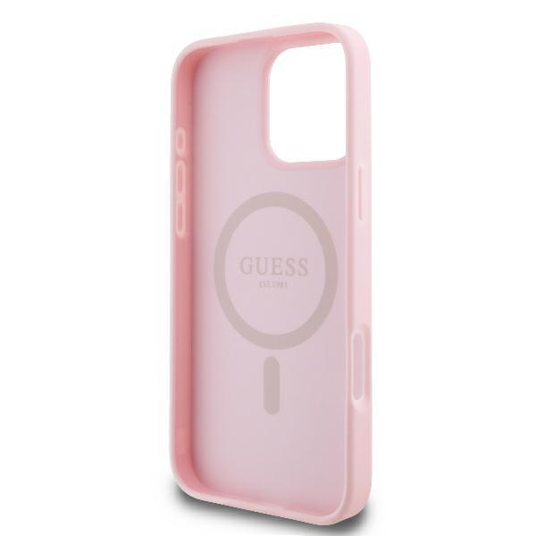Etui do iPhone 16 Pro Guess MagSafe Peony Script Logo Różowe