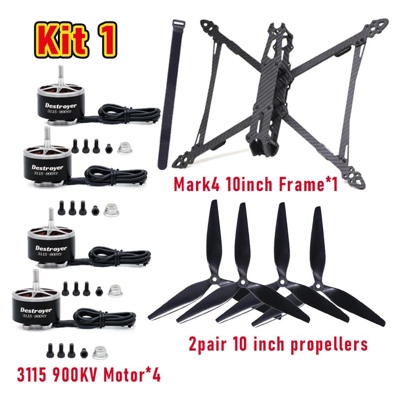 Набор Mark4 V2 10 дюймов FPV Рама + Контроллер полета F405 V3S + 4-в-1 Регулятор скорости 60A + Моторы 3115 900KV + Пропеллеры + ELRS для RC FPV Фристайл Гонки Дрона