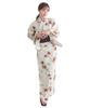 Yukata Variegated Weave and Waist Size H Caramel One Size Fits [KYOETSU] Women's 6-Piece Set, Off-White, (Yukata, Obi, Underwear, Geta, Cord) (2.