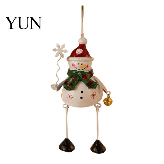 Window Hanging Decorations for Holiday Christmas Tree Ornaments, Santa/Snowman/Elk Rustic Xmas Handmade Style Baubles Decoration with Bell Tree, Home