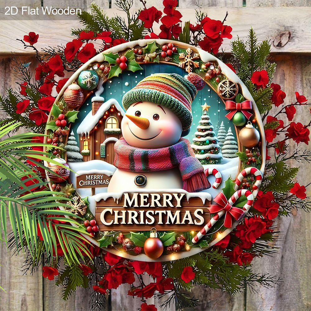 Рождественская декоративная табличка, комнатные подвесные украшения, 2D плоские деревянные изделия с рисунком снеговика, рождественские подарки для друзей и семьи