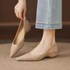 Fall New Suede Low Heel Shoes Women's Fashion Pointed Toe Shallow Mouth Cover Foot Non-slip Soft Sole Single Shoes
