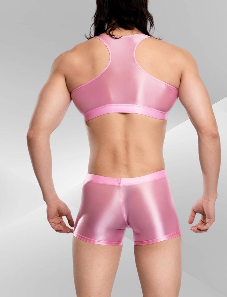 Сексуальное глянцевое нижнее белье Maeau однотонная майка боксеры без рукавов премиум облегающее мускулистое плоское идеально для жаркой погоды и размера M мужской комплект с U-образным вырезом и прозрачными вставками,