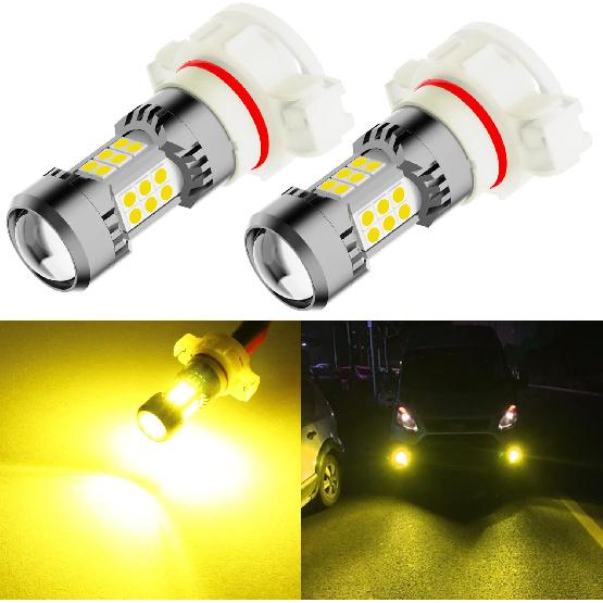 PHINLION 5202 PS24W Golden Yellow LED Fog Light Bulbs, 3200 Lumens Super Bright 5201 12085 PS19W 3030 30-SMD DRL Replacement Lamps for Cars, Trucks,